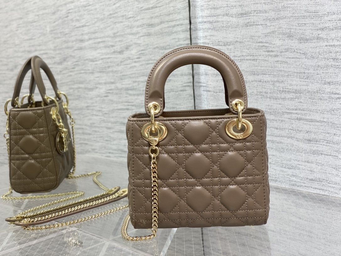 Mini Lady Dior Bag Khaki Cannage Lambskin